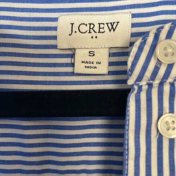 J.Crew Tiered 98% Cotton Pinstriped Mini Dress with Pockets - Picture 3 of 3